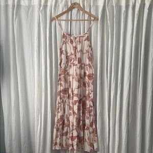 Mine Cream and Brown Floral Maxi Dress